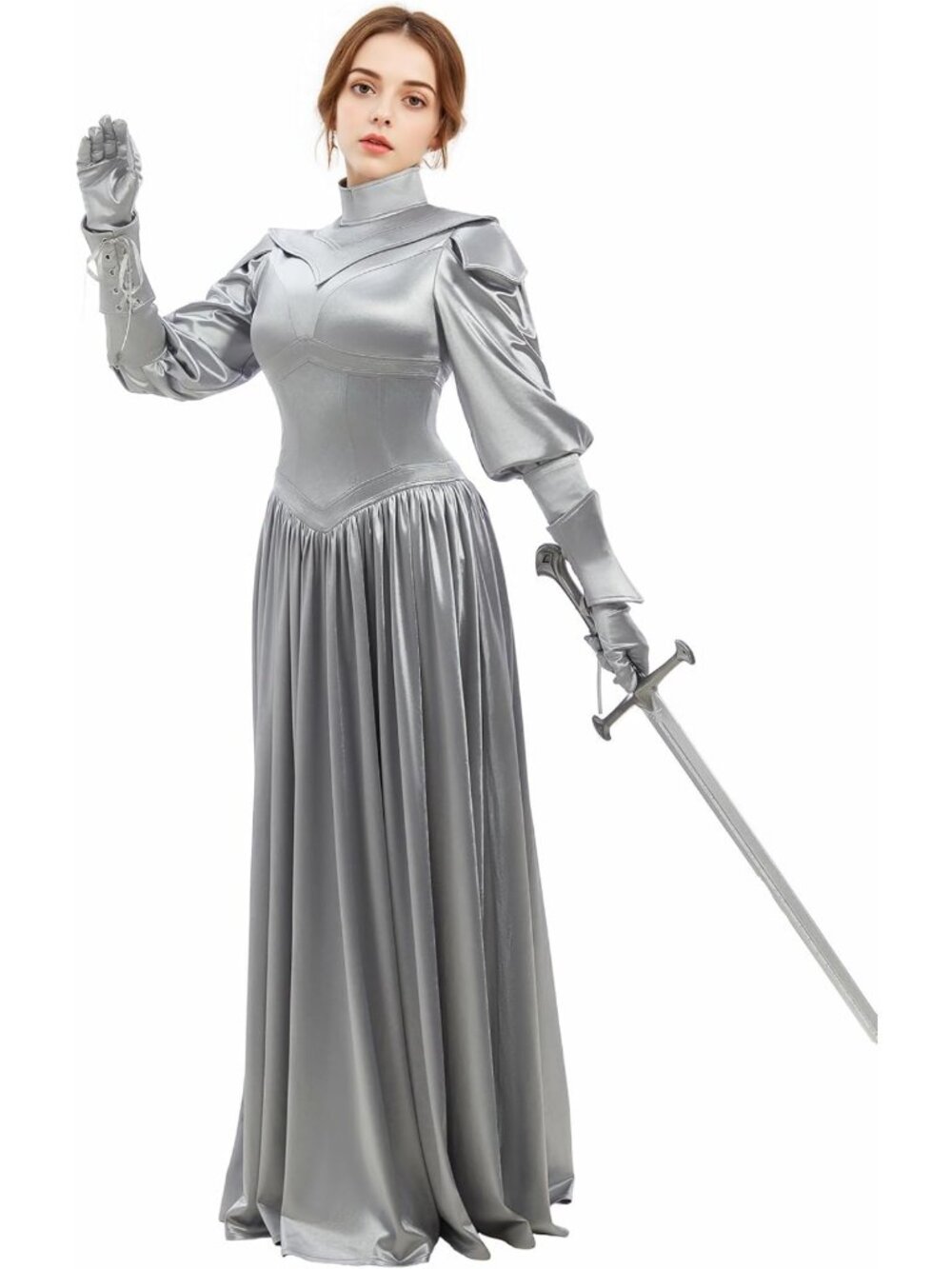 Medieval Knight Dress Set for Women | Renaissance Costume with Gloves & Armor - Picture 3 of 8